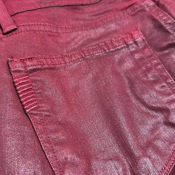 Paige verdugo ankle Shiraz silk coated skinny ankle jeans denim deep red wine - Picture 13 of 15